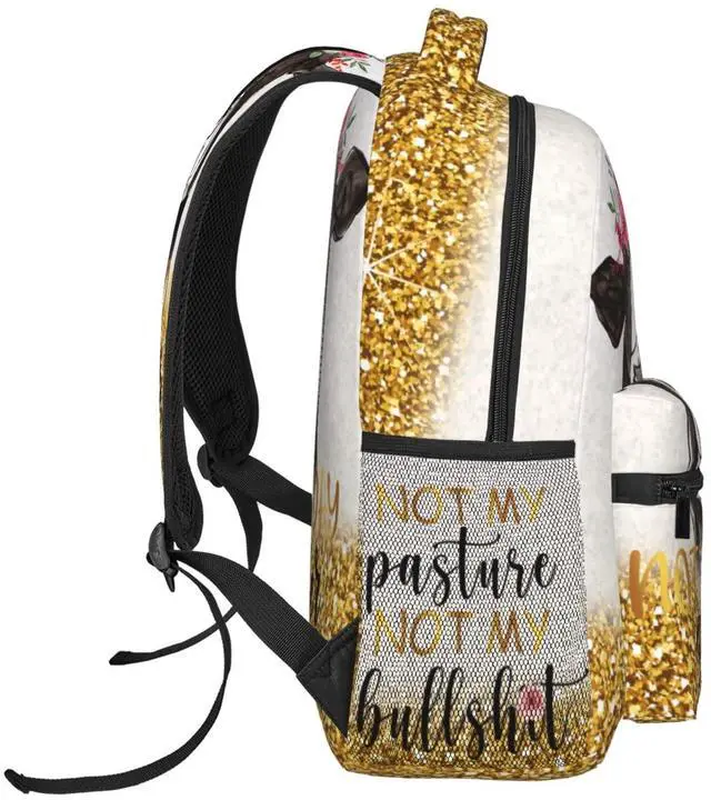 Alt view image 3 of 5 - FuriTou Cow Cow Sunflower Backpack Bull Cattle Double Shoulder Bag Cow Print Laptop Bagpack for Men Women Cow Stuff Accessories Bookbag for Work Camping Travel