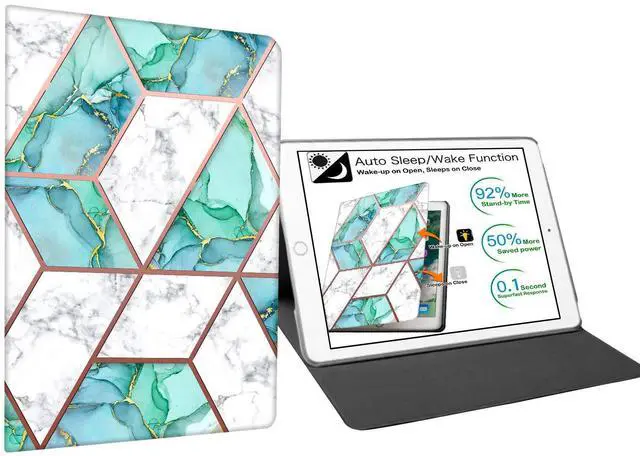 Alt view image 5 of 5 - DuraSafe Cases for iPad Mini 6 8.3 Inch 2021 [ Mini 6th Gen ] A2567 A2568 A2569 MK7M3LL/A MLWL3LL/A MK7R3LL/A MK7P3LL/A MK7T3LL/A Printed Folio Smart Sleek & Classic Design Cover - Marble Green