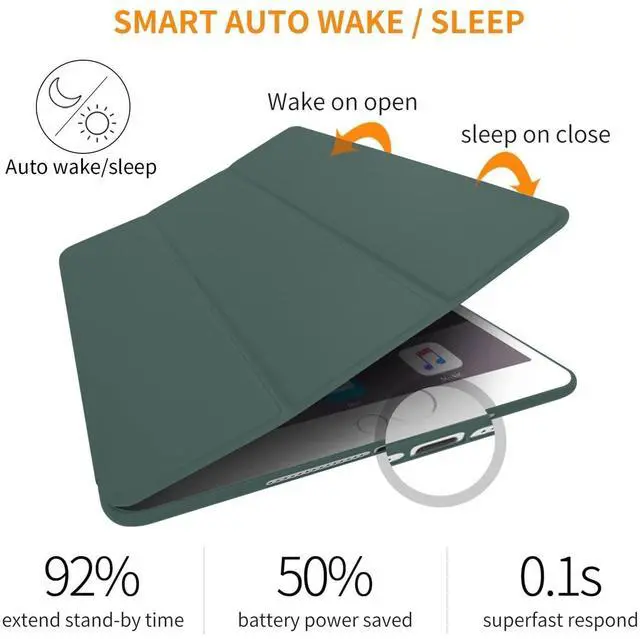 Alt view image 4 of 5 - DuraSafe Cases for iPad 7.9 Inch Mini 3 Mini 2 Mini 1 Gen [ Mini 3rd 2nd 1st ] A1599 A1489 A1432 MH3F2LL/A MH3G2LL/A Durable Shock Proof Supportive Magnetic Dual Angle Stand Cover - Dark Green