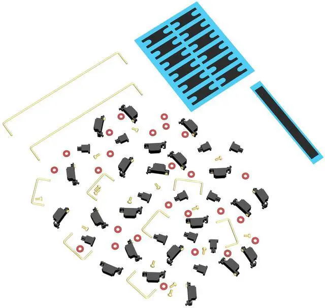 Alt view image 5 of 5 - DUROCK Stabilizer V3, Screw in Stabilizers with 2u 6.25u 7u Wires, PCB Mount Keyboard Stabilizers for Mechanical Keyboards (V3 Black Gold 100% Kit)