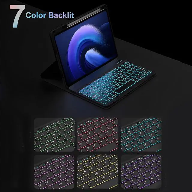 Alt view image 4 of 5 - GYSDCAZ Spanish Ñ Keyboard Case for Huawei Matepad SE 11 Inch 2024, Backlit Detachable Wireless Bluetooth Keyboard with Pencil Holder, Tablet Mouse,Black