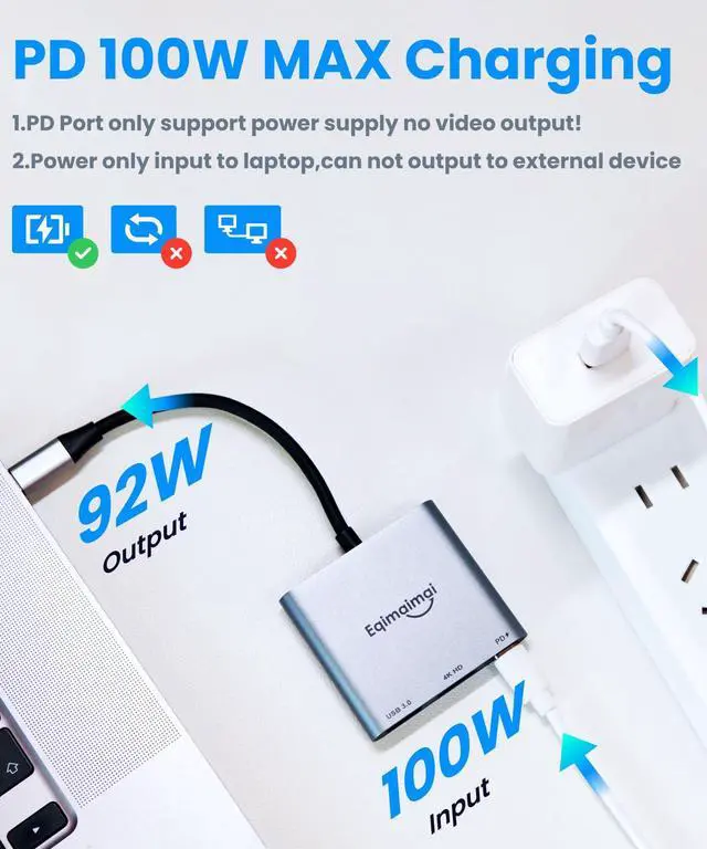 Alt view image 5 of 5 - USB C to HDMI Multi-Port Adapter(4K@120HZ) with 100w PD,USBC Laptop Docking Station for Monitor Extension Display, USB-C to USB-A Converter 10Gbps,4K HDMI Hub for Mac/iPad pro/MacBook/Laptops