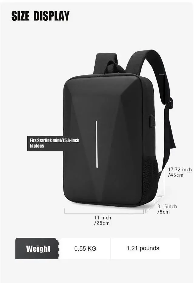 Alt view image 2 of 5 - HFLZBRO Bag for Starlink Mini - Storage Bag Case for Starlink Dish and All Accessories - Anti-theft Water-resistant Backpack (Black)