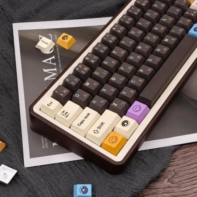 Alt view image 3 of 5 - GEKUCAP Japanese Keycaps 129 Keys Chocolate PBT Keycap Dye Sub Cherry Profile Keycaps Donut Theme Custom Key caps Set Fit for 61/64/87/104/108 Mechanical Keyboards Cherry Mx Gateron Switches