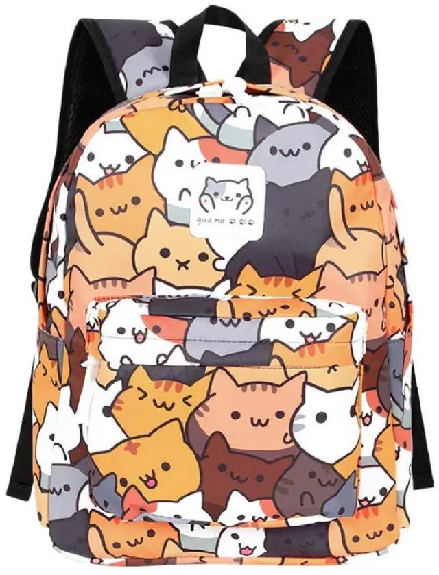 Main image of GK-O Cute Anime Cat Canvas Backpack Shoulder Bag Laptop Bag