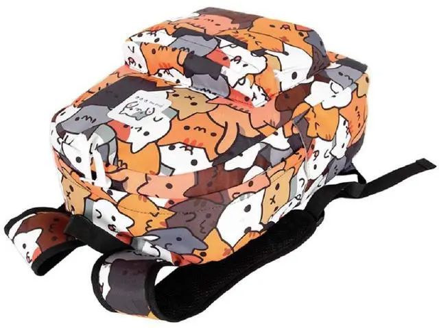 Alt view image 3 of 5 - GK-O Cute Anime Cat Canvas Backpack Shoulder Bag Laptop Bag