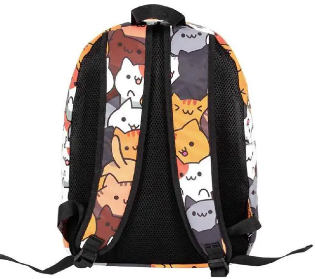 Alt view image 4 of 5 - GK-O Cute Anime Cat Canvas Backpack Shoulder Bag Laptop Bag