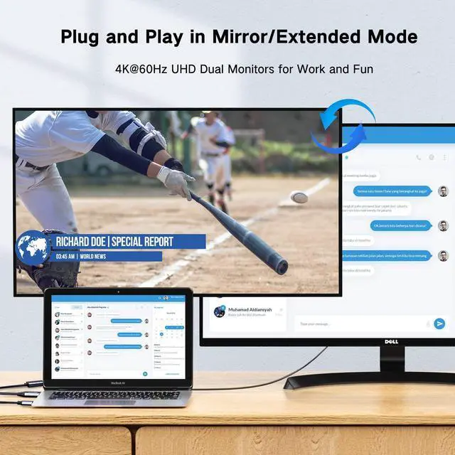 Alt view image 2 of 5 - FOINNEX Aluminum HDMI to DisplayPort Cable Adapter (Black 15cm)