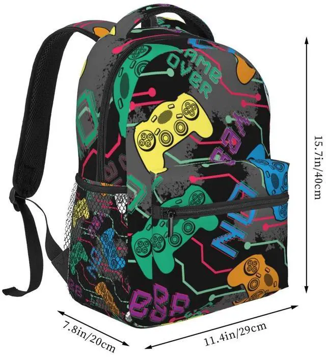 Alt view image 2 of 5 - Fiokroo Colorful Game Joysticks Backpack School Bag For Students Teens Men Women Gamer Gamepad Laptop Backpacks Travel Daypack Bag With Multiple Pockets