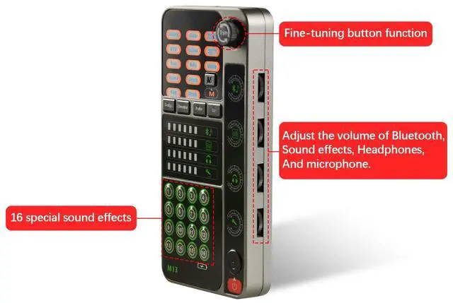 Alt view image 4 of 5 - Portable Voice Changer, Handheld Microphone Voice Modulator Gaming Recording with 16 Sound Effects, Mini Live Broadcast Voice Disguiser for Mobile Phone Computer PS4 PS5 Xbox One Games