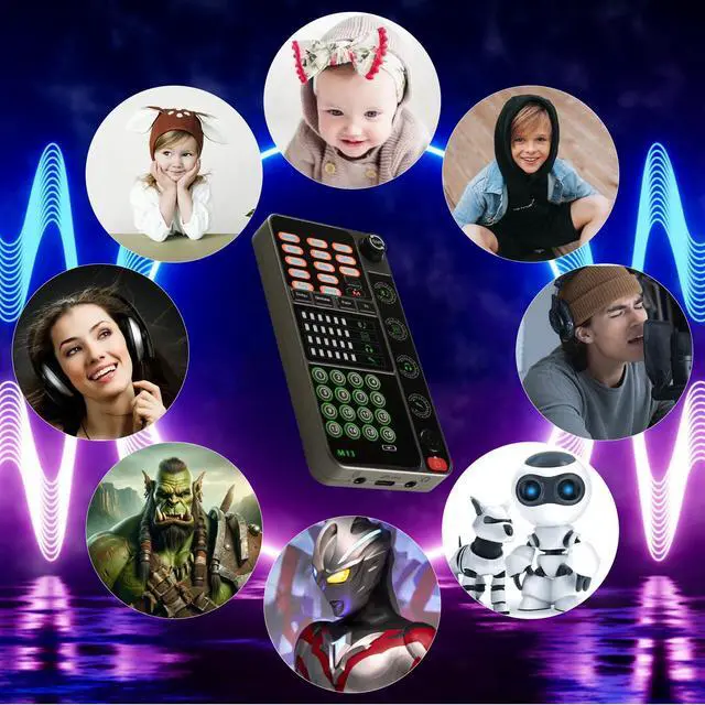 Alt view image 2 of 5 - Portable Voice Changer, Handheld Microphone Voice Modulator Gaming Recording with 16 Sound Effects, Mini Live Broadcast Voice Disguiser for Mobile Phone Computer PS4 PS5 Xbox One Games