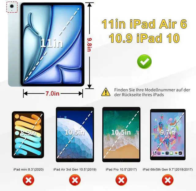 Alt view image 2 of 5 - Kids Case for iPad (A16) 11th/10th Gen 2022/2025,Shockproof Handle Stand Case,Child-Friendly Drop-Proof case for iPad Air 11 Inch(2025) M3/M2,Adjustable Stand for Portrait & Landscape (BlackBlue)