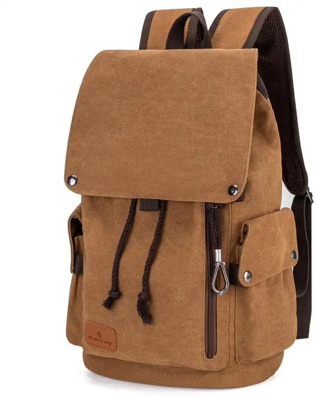 Main image of GreenLovesPet Canvas Backpack, Vintage Backpack for Men and Women, 22L Backpacks for Travel Rucksack Fits 15 Inch Laptop (Coffee)