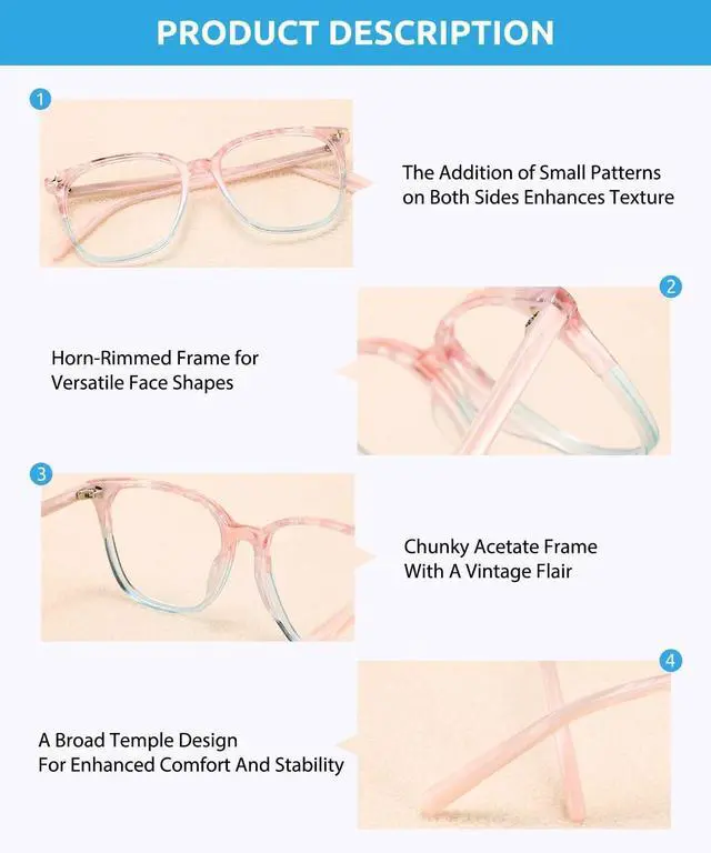 Alt view image 5 of 5 - Firmoo Blue Light Glasses for Women, Stylish Lightweight Metal Blue Light Blocking Glasses for Computer, TV,Green,Judy162