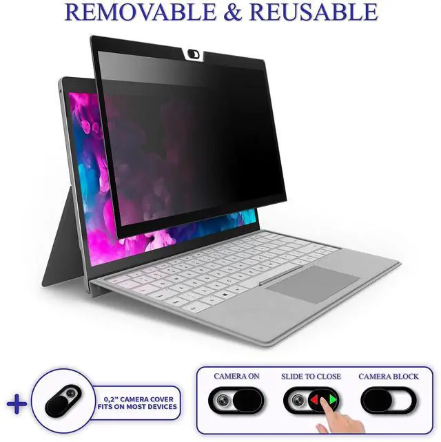 Alt view image 2 of 5 - EZ-Pro Screen Protector Privacy Filter for Surface Pro 7 Plus, Pro 7, Pro 6, Pro 5th Gen (2017) (LTE), Pro 4, Comes with Camera Cover Slide, Provide Privacy, Anti-Blue Light and Anti-Glare