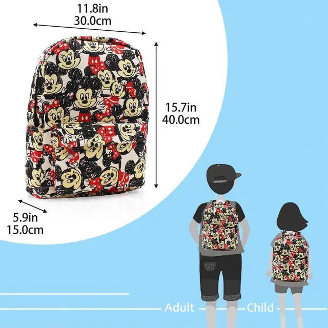 Alt view image 5 of 5 - Mickey Minnie Canvas Backpack Casual Daypack with 15 in Laptop Storage Compartment