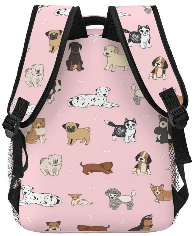 Alt view image 3 of 5 - Fiokroo Cute Dogs Animals Backpack School Bag For Students Teens Men Women Cartoon Pets Laptop Backpacks Travel Daypack Bag With Multiple Pockets