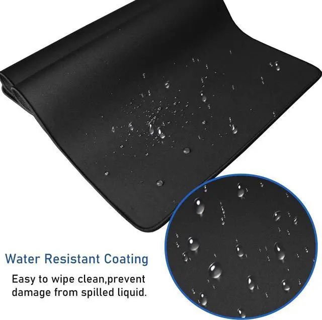 Alt view image 5 of 5 - Large Extended Gaming Mouse Pad with Stitched Edges, 47.3 X 23.6 in Desk Pad Durable Non-Slip Natural Rubber Base, Waterproof Computer Keyboard Mat for Esports Pros, Gamer, Desktop, Black