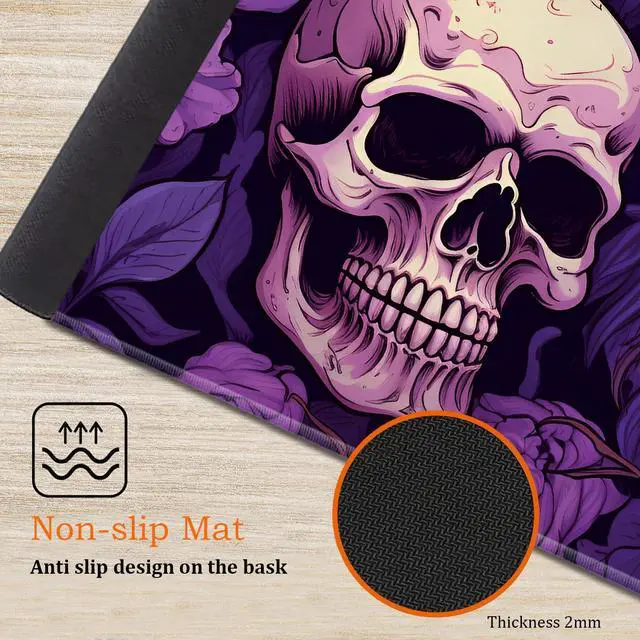 Alt view image 5 of 5 - Large Gaming Mouse Pad, Keyboard Wrist Rest Pad + Mouse Wrist Pad + Coaster 4 in 1 Set, Extended Waterproof Non-Slip Desk Mat, Suitable for Office Home Learning Games, Purple Skull