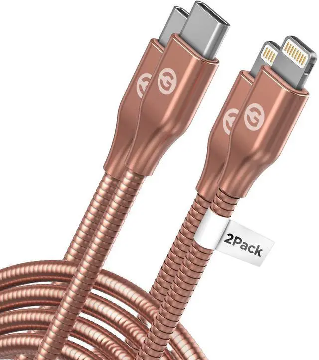 Main image of GALVANOX (2 Pack) Pet Proof iPhone Charger - Braided Metal Lightning to USB-C Charging Cables [Apple MFi Certified] Ultra Durable ChewProof Cord (4 Ft.) Compatible with iPhone and iPad
