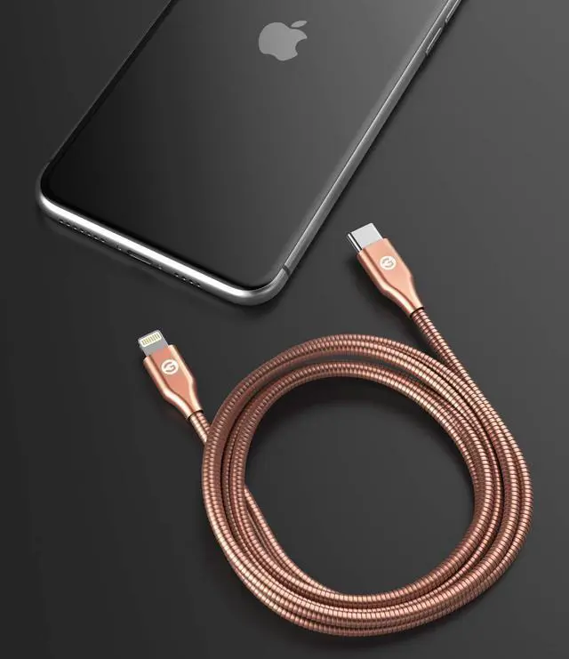Alt view image 3 of 5 - GALVANOX (2 Pack) Pet Proof iPhone Charger - Braided Metal Lightning to USB-C Charging Cables [Apple MFi Certified] Ultra Durable ChewProof Cord (4 Ft.) Compatible with iPhone and iPad