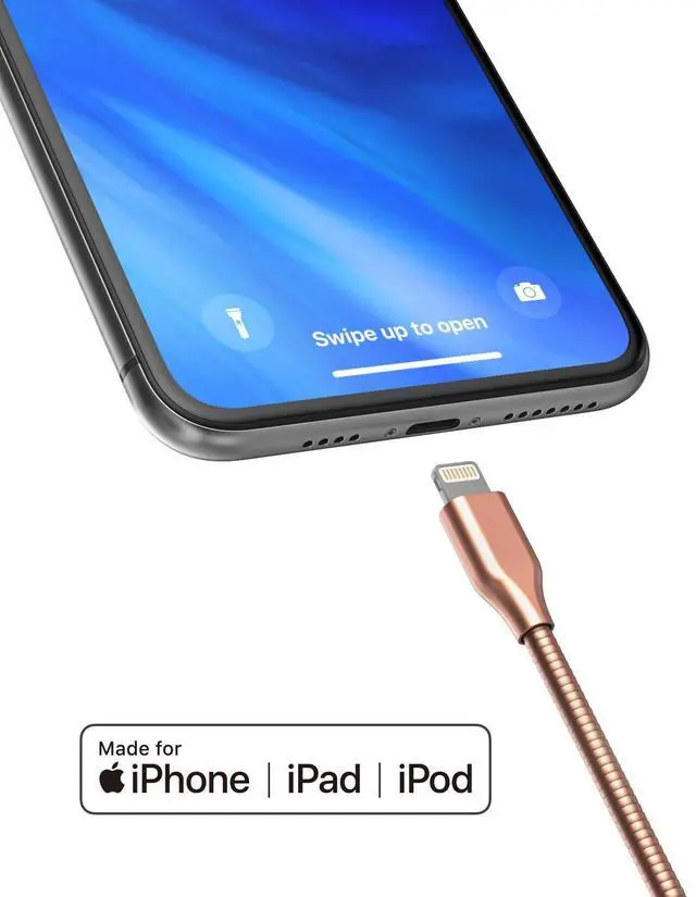 Alt view image 4 of 5 - GALVANOX (2 Pack) Pet Proof iPhone Charger - Braided Metal Lightning to USB-C Charging Cables [Apple MFi Certified] Ultra Durable ChewProof Cord (4 Ft.) Compatible with iPhone and iPad