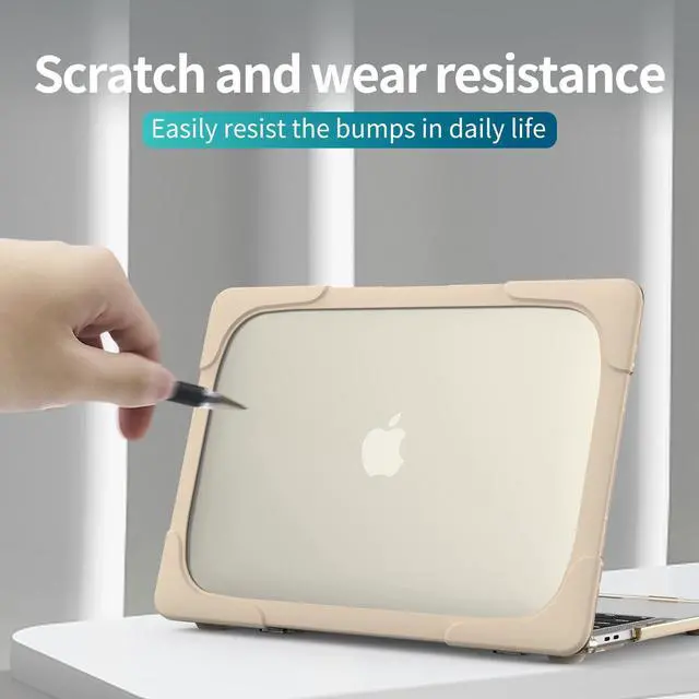 Alt view image 4 of 5 - Funut Compatible with MacBook Air 15 inch Case 2023 2024 Release M3 A3114 M2 A2941 Touch ID, Heavy Duty Plastic Hard Shell with TPU Bumper Kickstand & Keyboard Cover for MacBook Air 15, Khaki