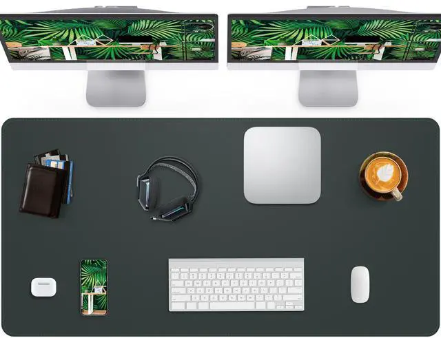 Main image of Extra Large Desk Mat, Desk Mouse Pad,Waterproof PU Leather Desk Protector, Large Desk Blotter, Easy Clean Laptop Desk Writing Mat for Office/Work/Home/Decor(Dark Green, 55" x 24")