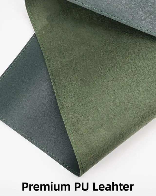 Alt view image 2 of 5 - Extra Large Desk Mat, Desk Mouse Pad,Waterproof PU Leather Desk Protector, Large Desk Blotter, Easy Clean Laptop Desk Writing Mat for Office/Work/Home/Decor(Dark Green, 55" x 24")