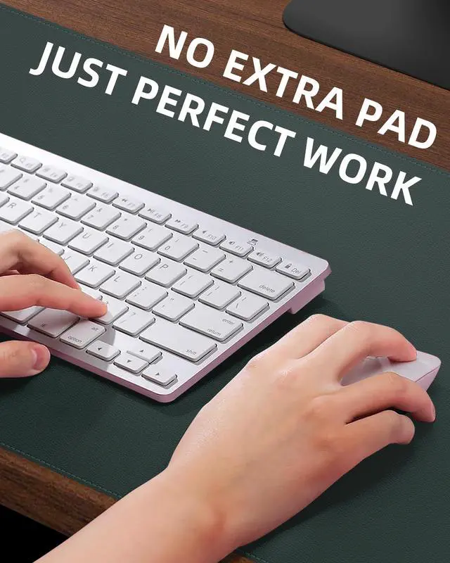 Alt view image 3 of 5 - Extra Large Desk Mat, Desk Mouse Pad,Waterproof PU Leather Desk Protector, Large Desk Blotter, Easy Clean Laptop Desk Writing Mat for Office/Work/Home/Decor(Dark Green, 55" x 24")