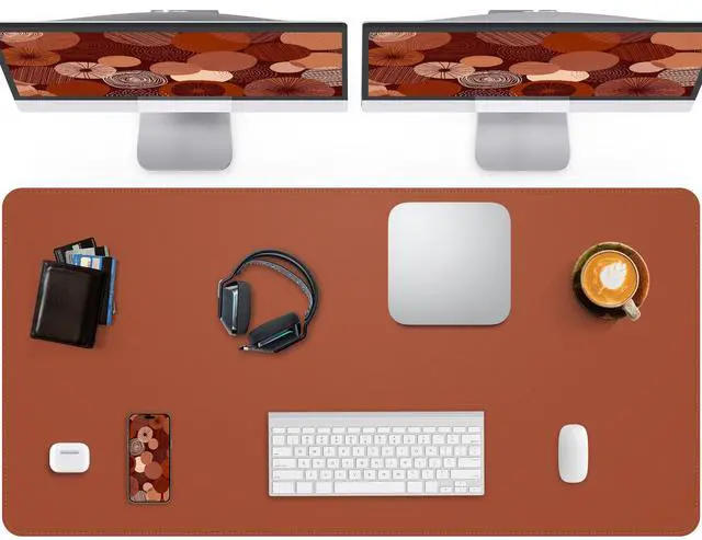 Main image of Extra Large Desk Mat, Desk Mouse Pad,Waterproof PU Leather Desk Protector, Large Desk Blotter, Easy Clean Laptop Desk Writing Mat for Office/Work/Home/Decor(Brown, 55" x 24")