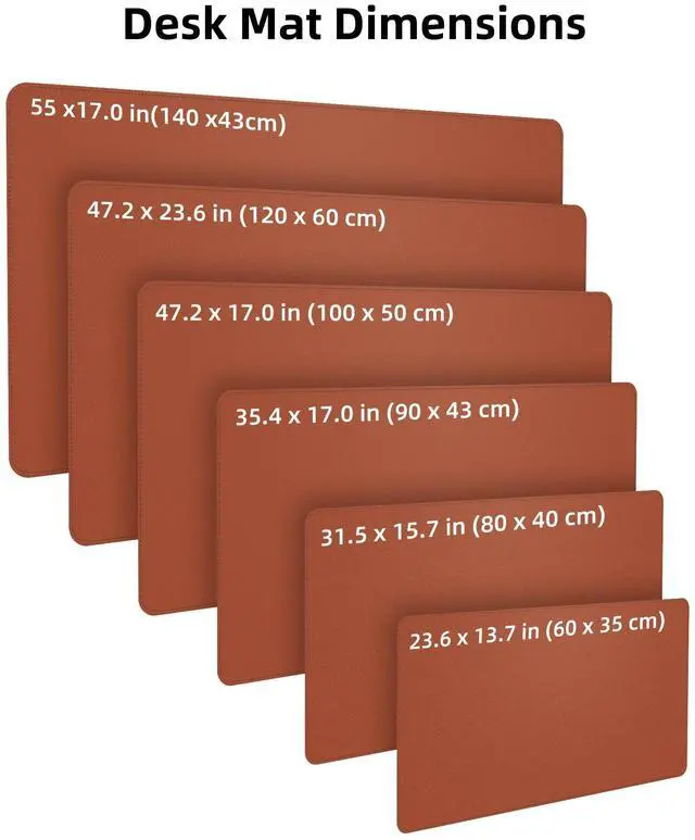 Alt view image 5 of 5 - Extra Large Desk Mat, Desk Mouse Pad,Waterproof PU Leather Desk Protector, Large Desk Blotter, Easy Clean Laptop Desk Writing Mat for Office/Work/Home/Decor(Brown, 55" x 24")