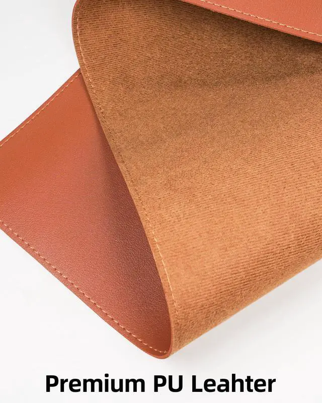 Alt view image 2 of 5 - Extra Large Desk Mat, Desk Mouse Pad,Waterproof PU Leather Desk Protector, Large Desk Blotter, Easy Clean Laptop Desk Writing Mat for Office/Work/Home/Decor(Brown, 55" x 24")