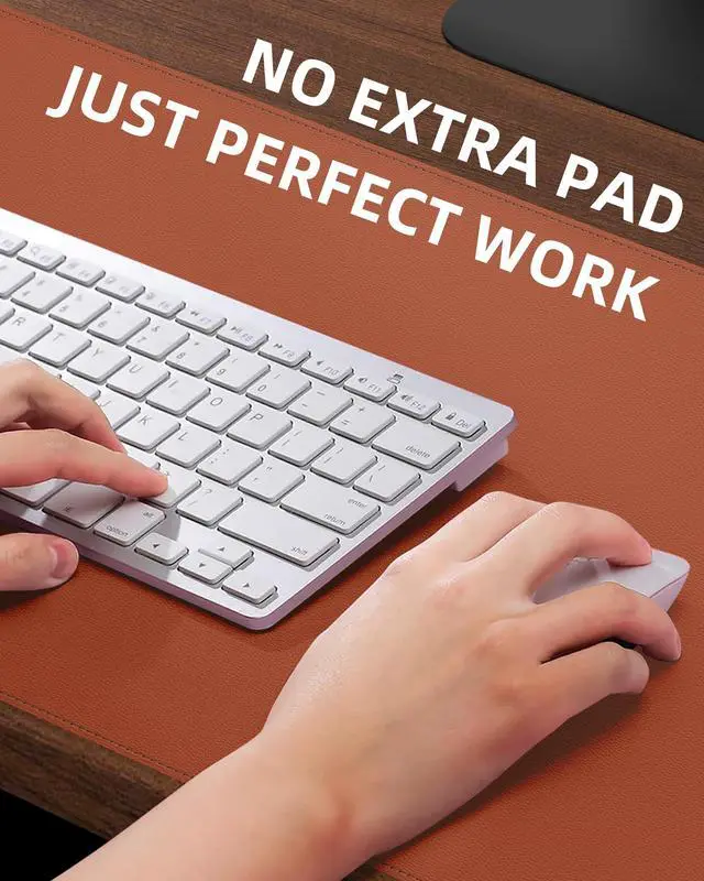 Alt view image 3 of 5 - Extra Large Desk Mat, Desk Mouse Pad,Waterproof PU Leather Desk Protector, Large Desk Blotter, Easy Clean Laptop Desk Writing Mat for Office/Work/Home/Decor(Brown, 55" x 24")