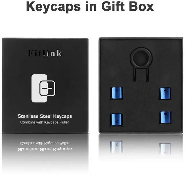 Alt view image 5 of 5 - Fitlink Stainless Steel Metal Keycaps with Key Puller for Mechanical Keyboard Cherry Mx Switch(Direction Keys,Blue)