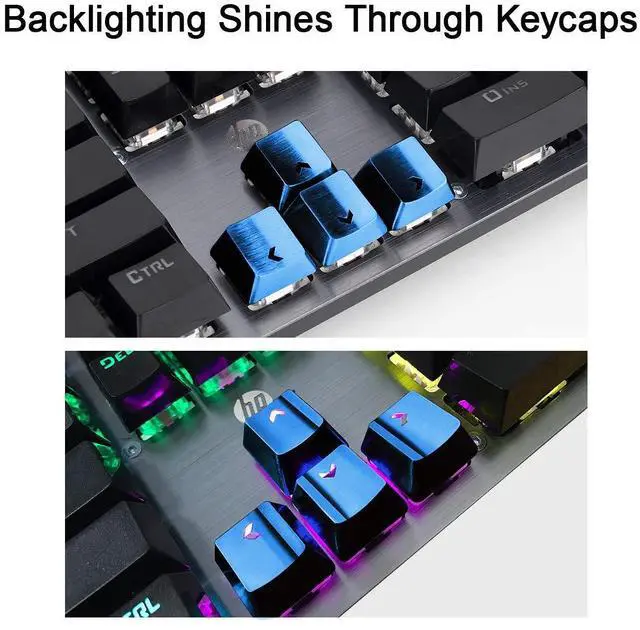 Alt view image 3 of 5 - Fitlink Stainless Steel Metal Keycaps with Key Puller for Mechanical Keyboard Cherry Mx Switch(Direction Keys,Blue)