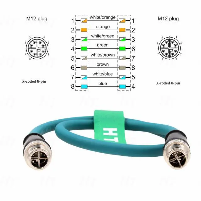 Alt view image 3 of 5 - HangTon M12 8 Pole X-Coded to 8 Pin X-Coding Ethernet Cat7e Cable for Cognex Data Man 260 280 370 380 470 Barcode Reader Sensor Camera 3m