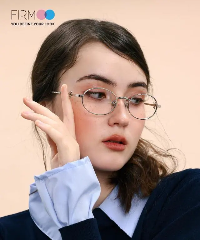 Alt view image 2 of 5 - Firmoo Oval Blue Light Blocking Glasses Anti Eyestrain Bluelight Glasses for Woman, TV Phone Computer Gaming Eyeglasses Silver