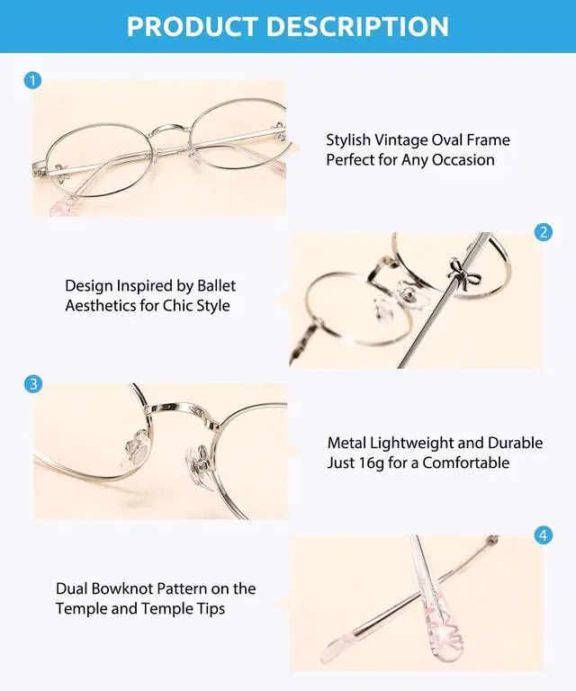 Alt view image 5 of 5 - Firmoo Oval Blue Light Blocking Glasses Anti Eyestrain Bluelight Glasses for Woman, TV Phone Computer Gaming Eyeglasses Silver