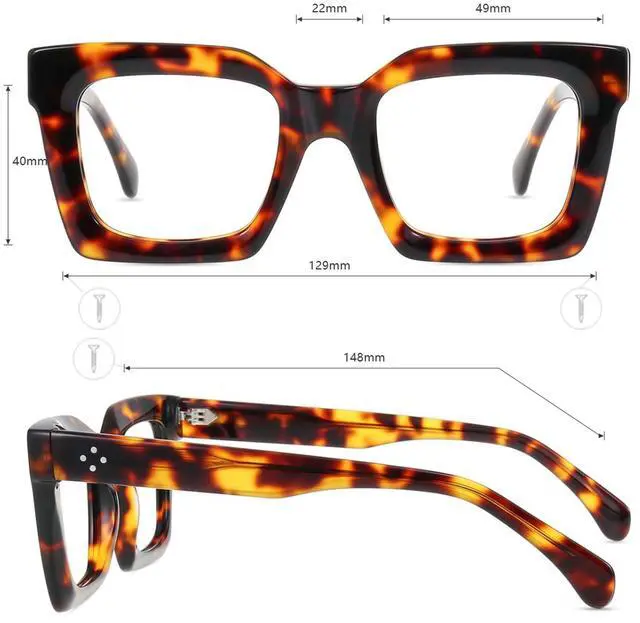 Alt view image 4 of 5 - Firmoo Oversized Square Blue Light Blocking Glasses for Women/Men, Stylish Computer Eyeglasses Anti Headaches,Acetate