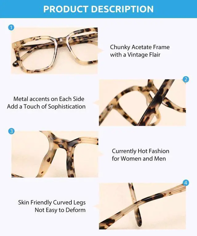 Alt view image 4 of 5 - Firmoo Oversized Blue Light Blocking Glasses Computer Gaming Glasses, Blue Blockers Glasses for Women/Men Tortoise Ivory