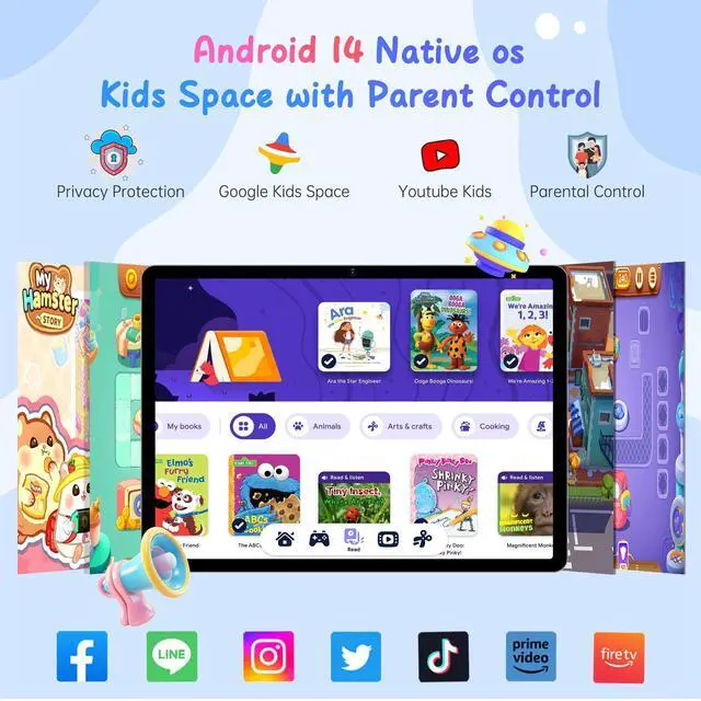 Alt view image 4 of 5 - HAOVM Tablet 10 inch Android 14, 4G SIM Unlocked, Kid Tablet with SIM Card Slot, IPS Touch Screen, 2.0GHz Fast Processor, 3GB+32GB+TF Expand,2.4G/5GHz WiFi,8MP Camera, GPS, with Blue case
