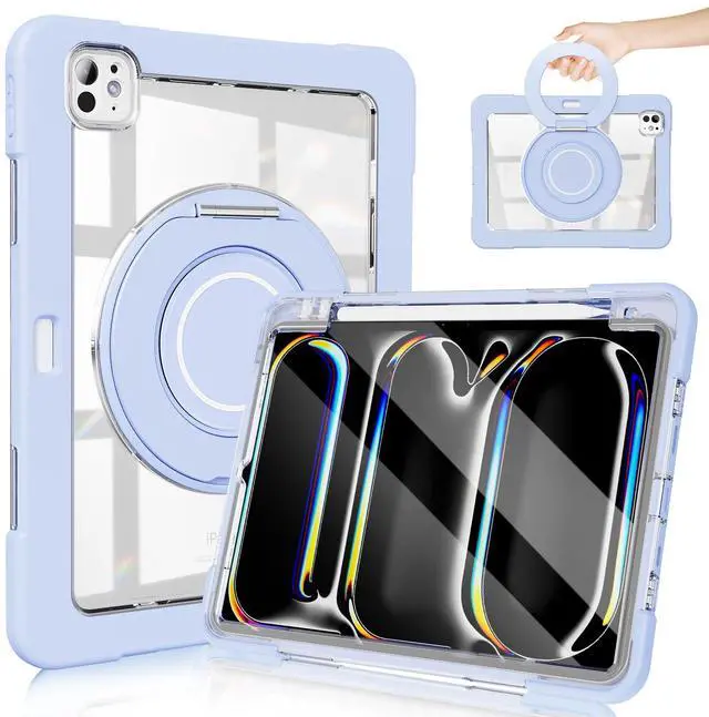 Main image of for iPad Pro 11 Inch Case 2024 5th Generation (M4) - with Pencil Holder/Screen Protector/Rotating Stand, Clear Shockproof Rugged Protective Cover for iPad Pro 11 5th Gen (Blue)