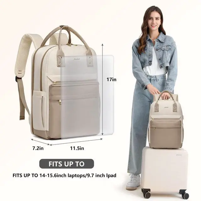 Alt view image 3 of 5 - Focdod Laptop Backpack for Women Bag - College Bookbag Business Computer Backpack 15.6 inch Waterproof Work Travel Backpack with USB Charger Anti-theft Casual Cute Backpacks for Nurse Teacher Gift
