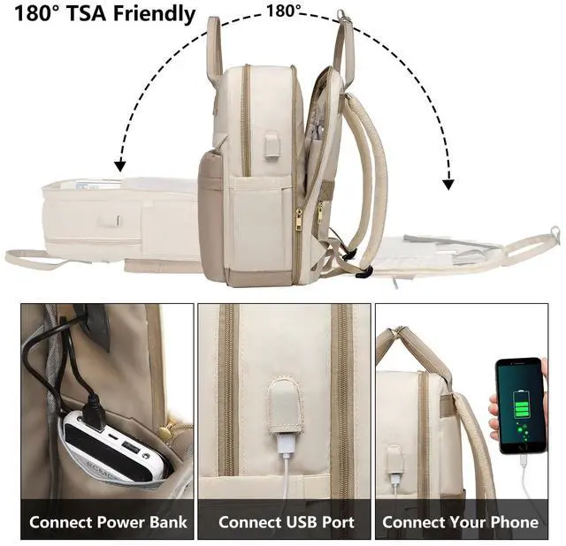 Alt view image 5 of 5 - Focdod Laptop Backpack for Women Bag - College Bookbag Business Computer Backpack 15.6 inch Waterproof Work Travel Backpack with USB Charger Anti-theft Casual Cute Backpacks for Nurse Teacher Gift