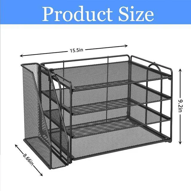 Alt view image 3 of 5 - gianotter Computer Monitor Stand Riser+4-Tier Paper Organizer (Black)