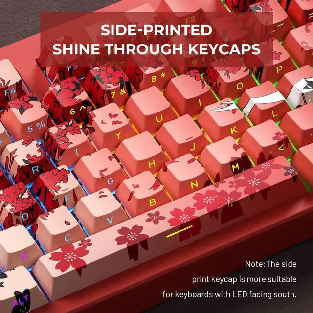 Alt view image 3 of 5 - XVX Japanese Anime Keycaps, Double Shot PBT Keycap Set, Shine Through Keyboard Keycaps, Cherry Profile Dye-Sub Key Caps for Mechanical Keyboards with MX Switches