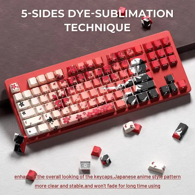Alt view image 4 of 5 - XVX Japanese Anime Keycaps, Double Shot PBT Keycap Set, Shine Through Keyboard Keycaps, Cherry Profile Dye-Sub Key Caps for Mechanical Keyboards with MX Switches