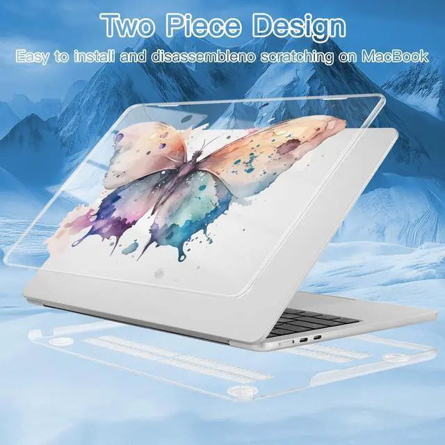 Alt view image 4 of 5 - ICEKEE Compatible with M4 MacBook Air 15 inch A3241 Case 2025 Fits 2024 2023 Release A3114 M3 A2941 M2 with Retina Display Touch ID,Printed Plastic Hard Case for MacBook Air 15.3", Butterfly