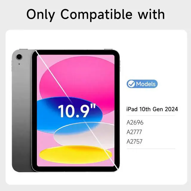 Alt view image 2 of 5 - HOU iPad 10th Generation Case with Keyboard, Rotatable & Detachable Keyboard Case for iPad 10, Elastic Pen Holder, Full Protection Cover, 7-Colors Backlight